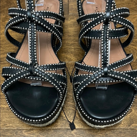 NWT, Alaia Leather Studded Espadrille Sandals - Picture 2 of 16